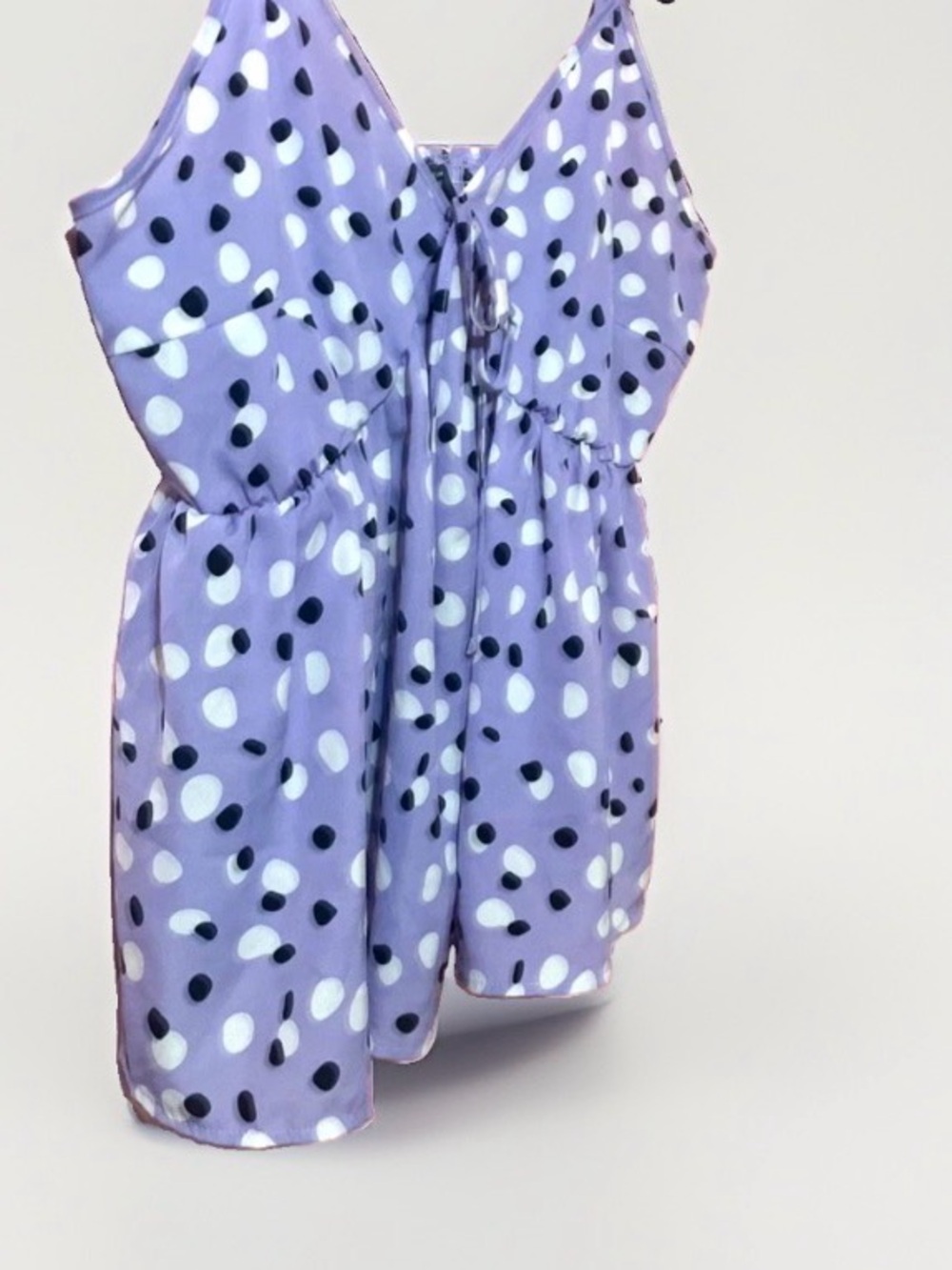 Plus Size 2X Lavender Polka Dot V-Neck Bow Tie Cami  - Good Condition